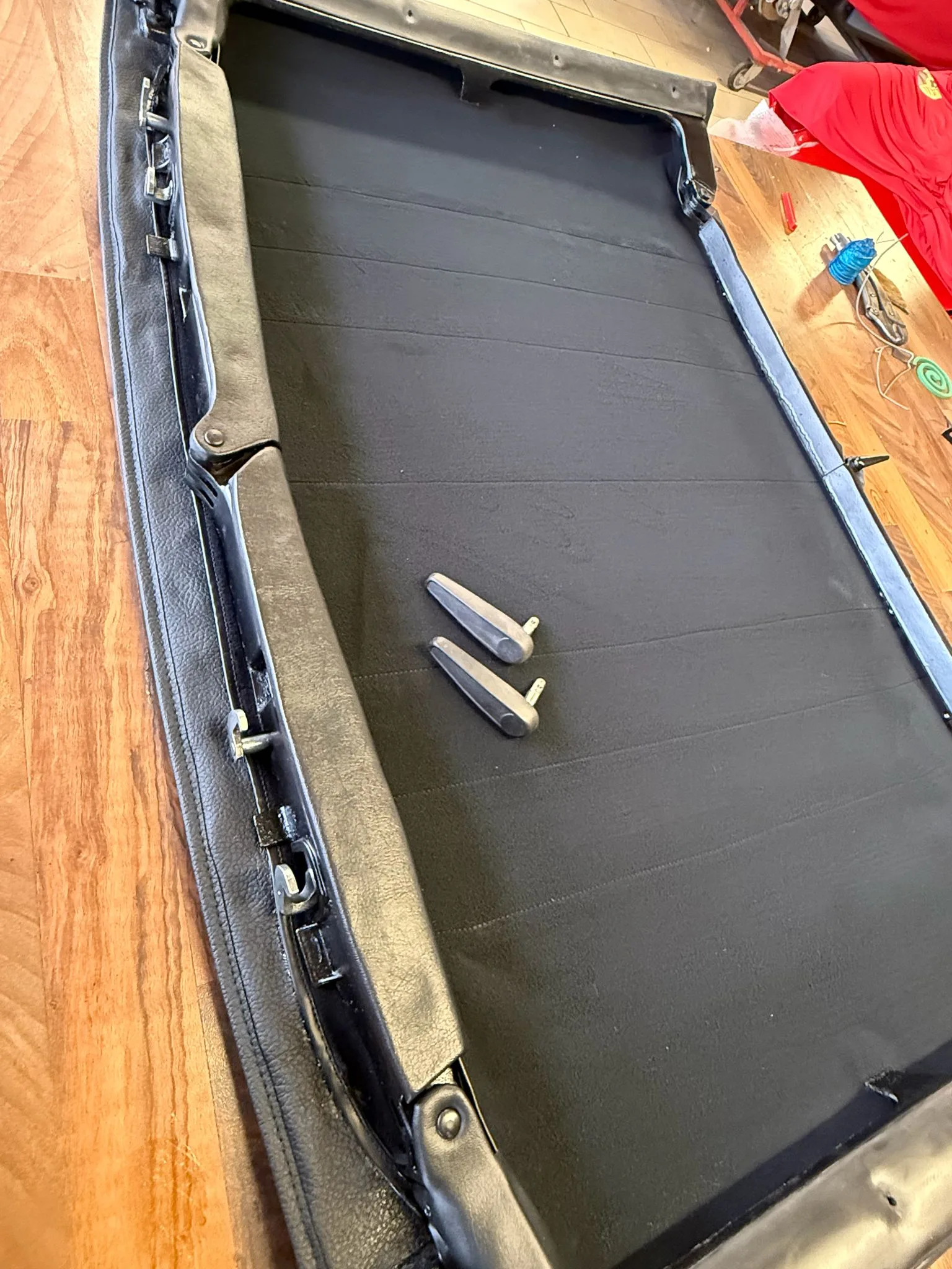 Restored Targa roof components ready for fitting