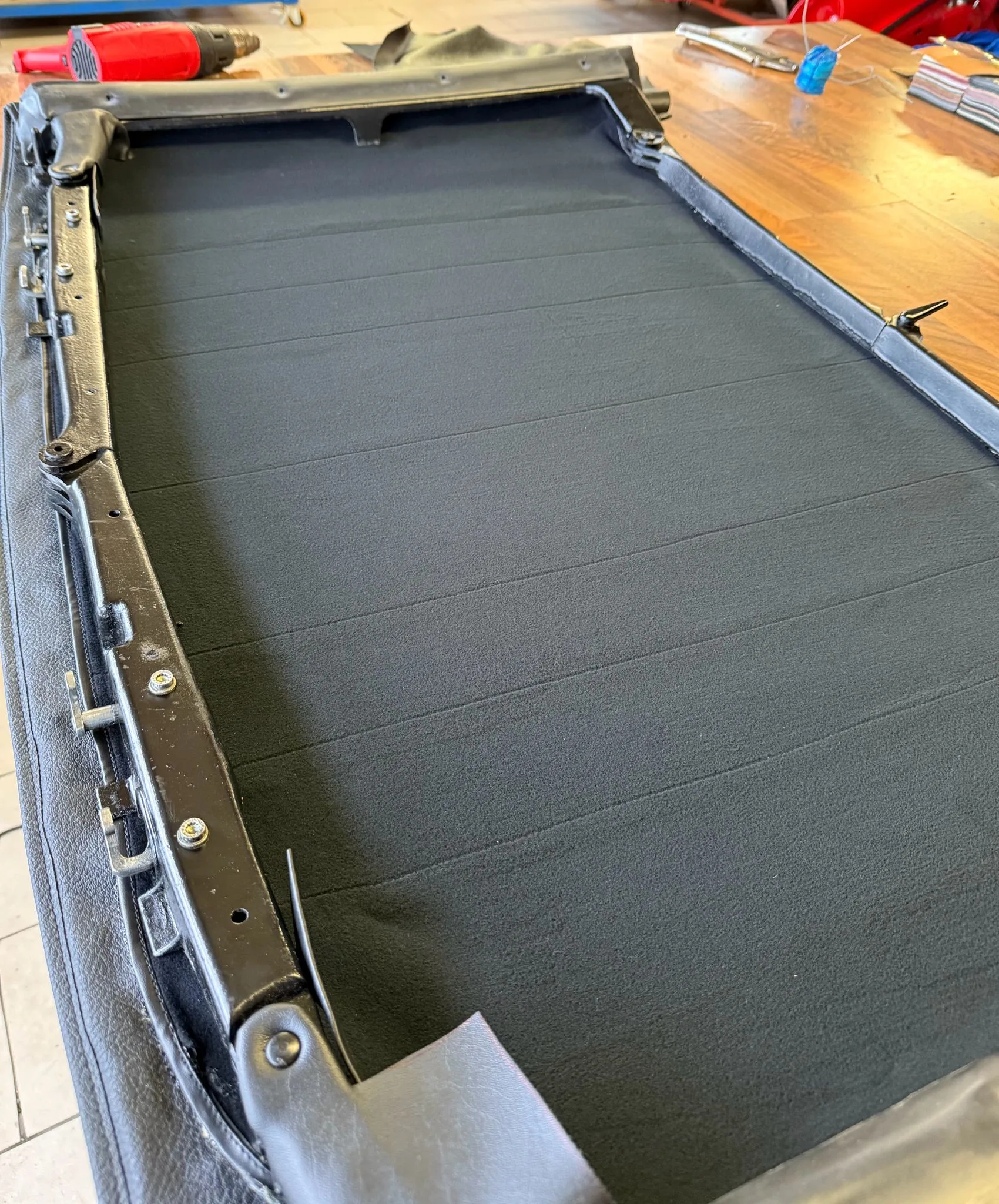 Targa roof inner lining with frame and new fabric fitted