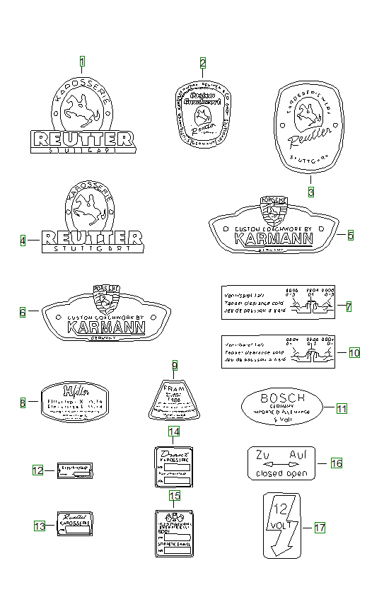 Porsche 356, schema ricambi: Badgesticker