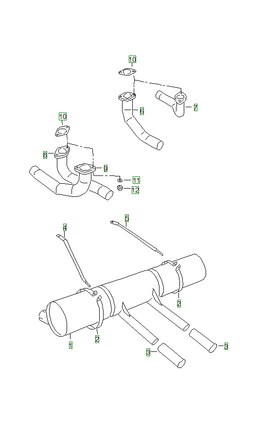 Porsche 356, schema ricambi: Exhaust silencerandinstallation parts