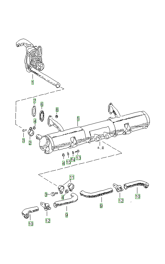 Porsche 356, schema ricambi: Exhaust system 001