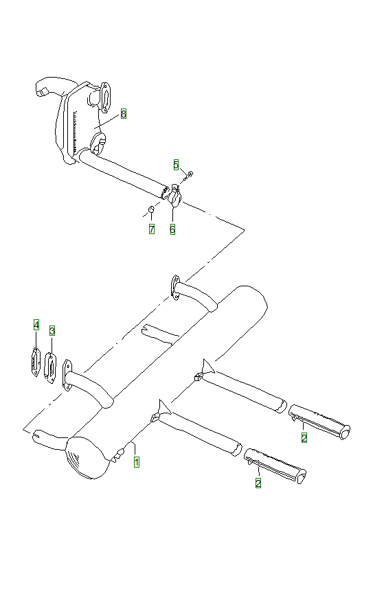 Porsche 356, schema ricambi: Exhaust system
