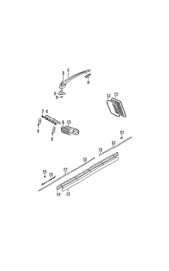 Porsche 356, schema ricambi: Decorative fittings