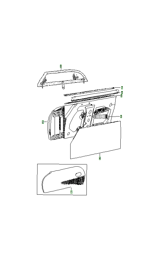 Porsche 356, schema ricambi: Doorwithinst set 001