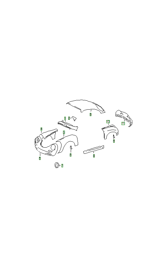 Porsche 356, schema ricambi: Exterior panelling