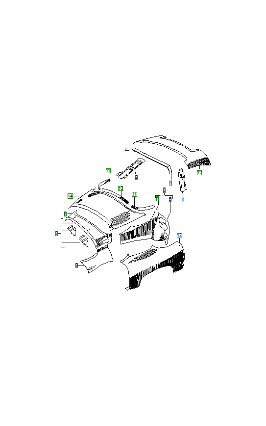 Porsche 356, schema ricambi: Exterior panellingfenderrear 001