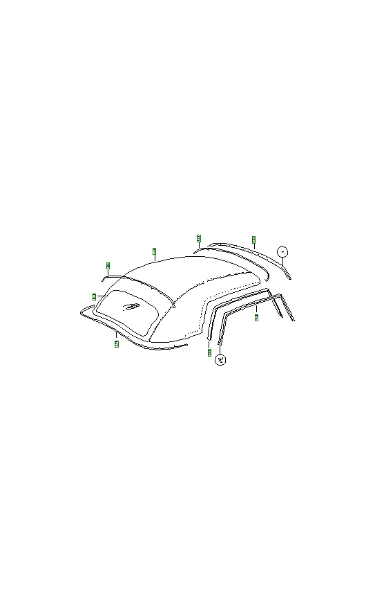 Porsche 356, schema ricambi: Folding top covering