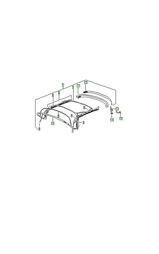 Porsche 356, schema ricambi: Folding top structure 001
