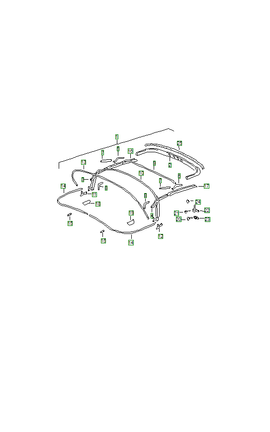 Porsche 356, schema ricambi: Folding top structuretarpaulin