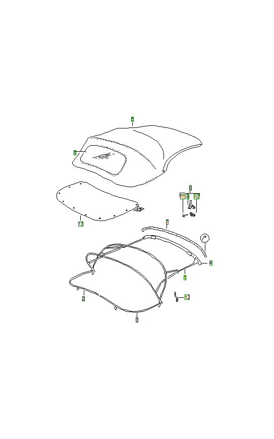 Porsche 356, schema ricambi: Folding topfolding top covering