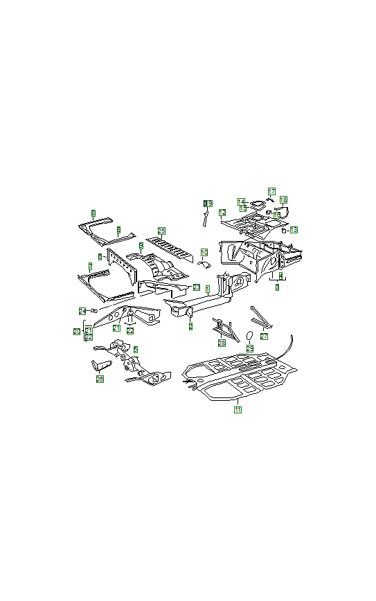 Porsche 356, schema ricambi: Frame 001