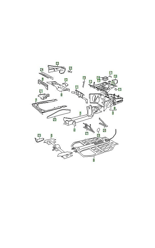 Porsche 356, schema ricambi: Frame
