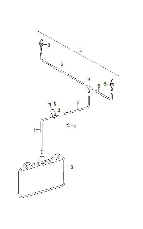 Porsche 356, schema ricambi: Windshield washer system