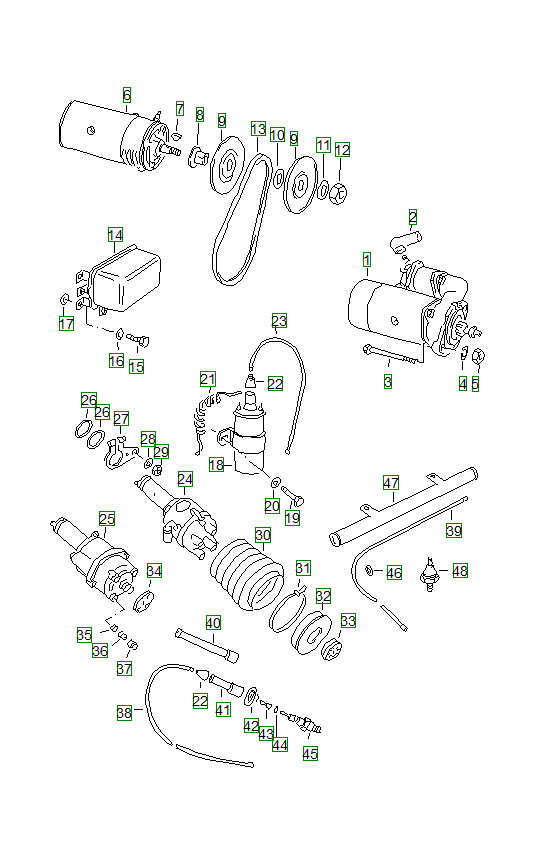 Porsche 356, schema ricambi: Electrical equipmentengine 001