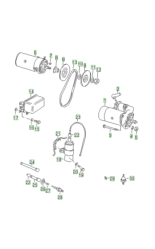 Porsche 356, schema ricambi: Electrical equipmentengine 002