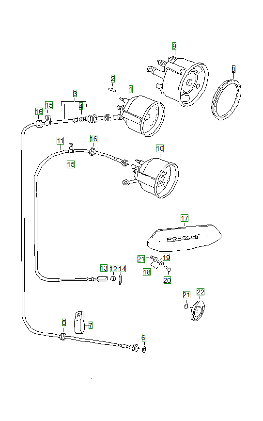 Porsche 356, schema ricambi: Instruments 001
