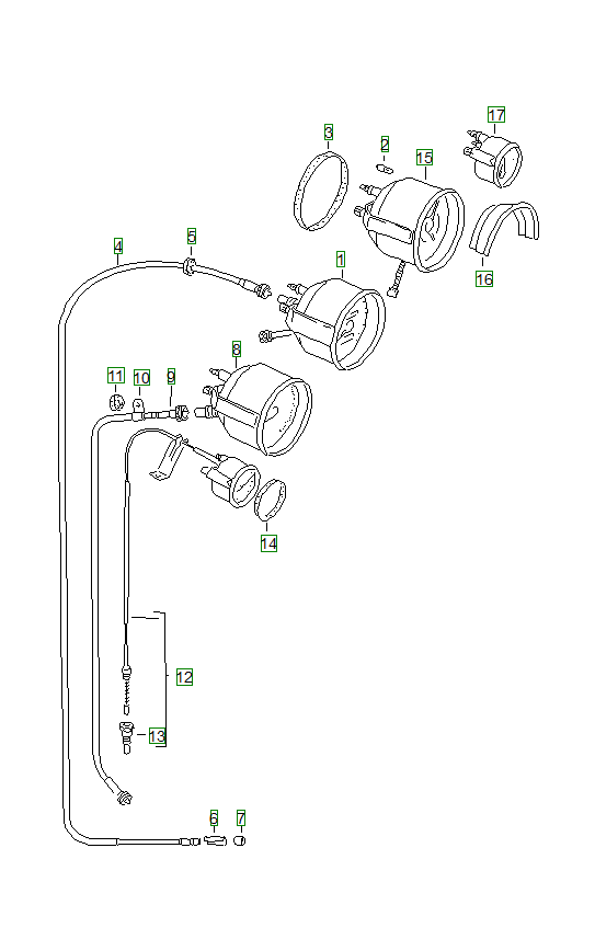 Porsche 356, schema ricambi: Instruments