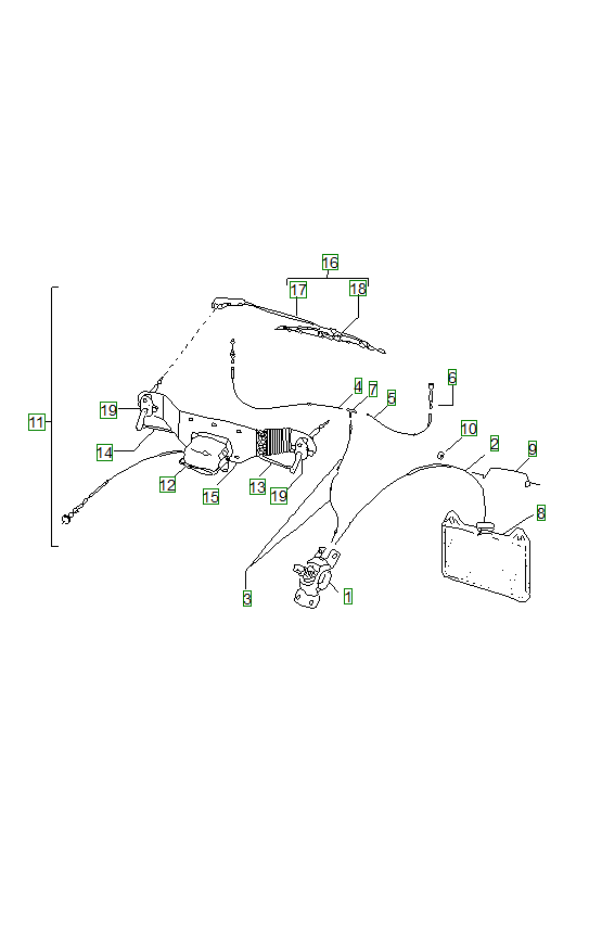 Porsche 356, schema ricambi: Windshield washer systemwindshield wiper system