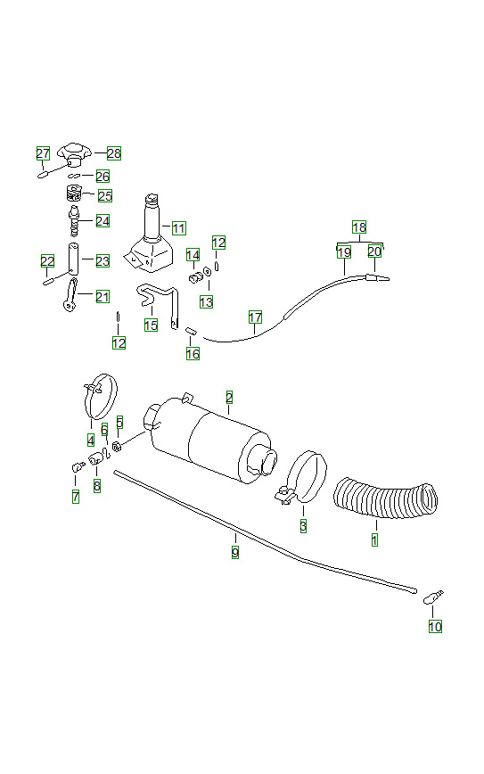 Porsche 356, schema ricambi: Heating air supply
