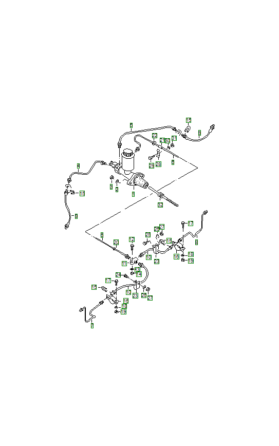 Porsche 356, schema ricambi: Brake master cylinderandbrake lines