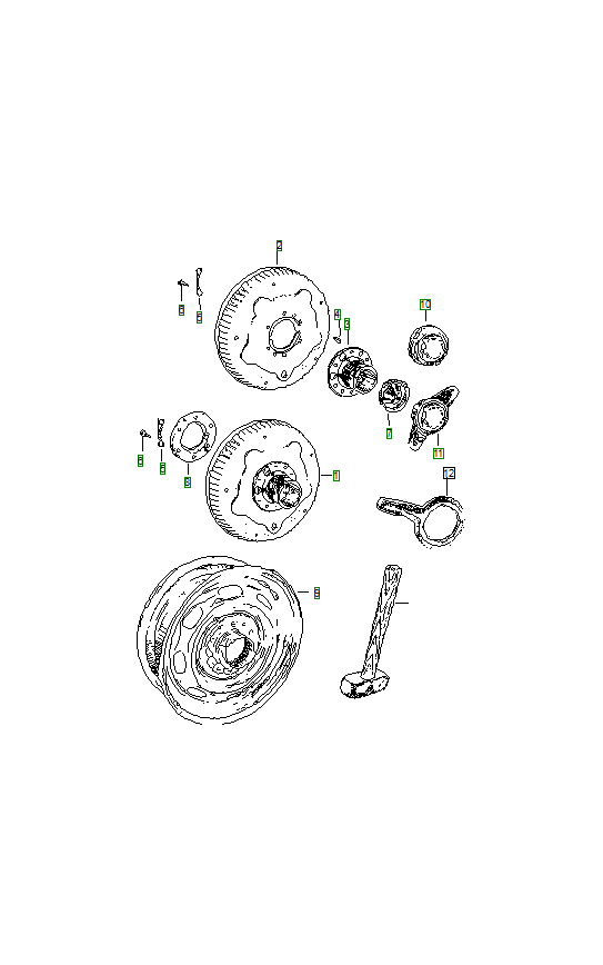 Porsche 356, schema ricambi: Perforated disk wheelcentral locking