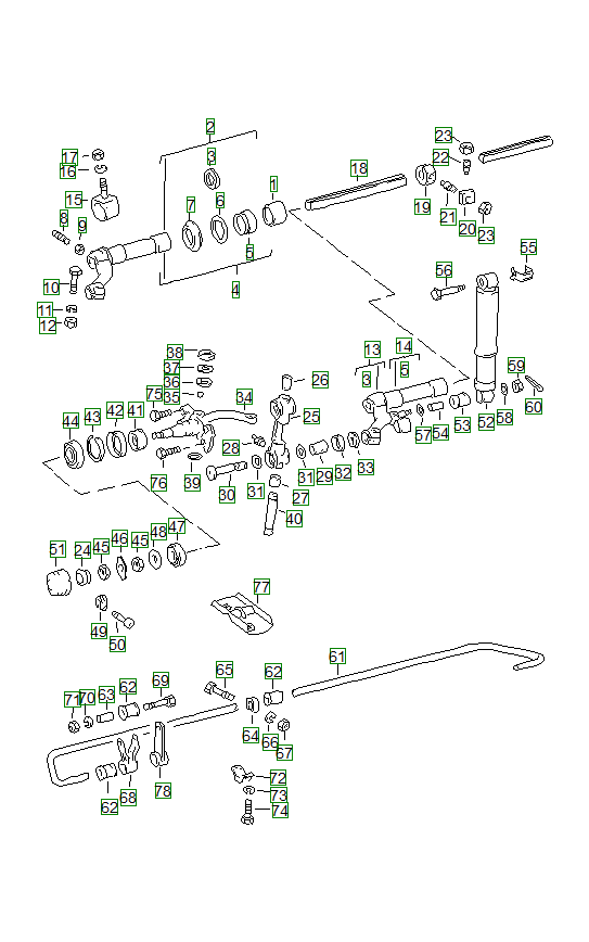 Porsche 356, schema ricambi: Front axle