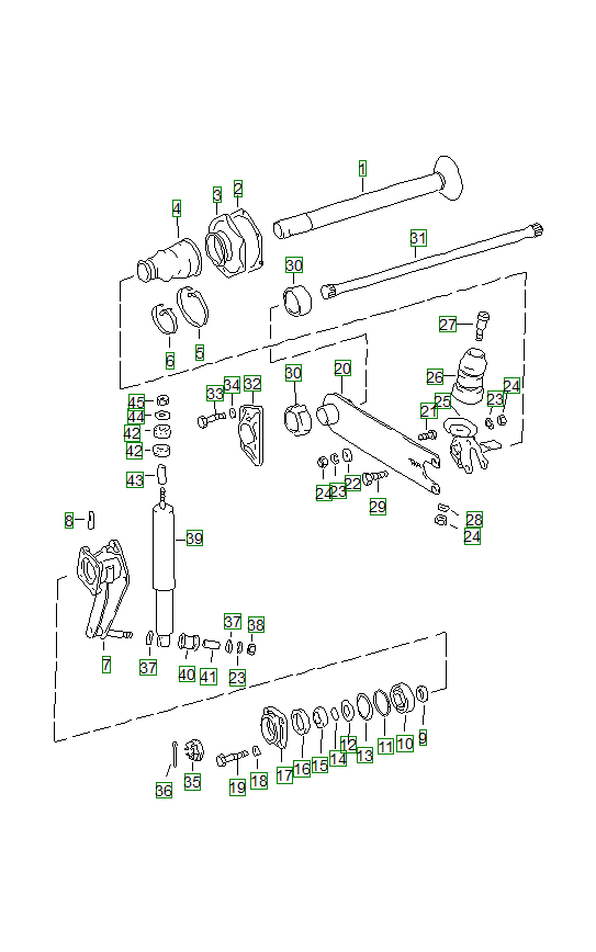 Porsche 356, schema ricambi: Rear axle 001