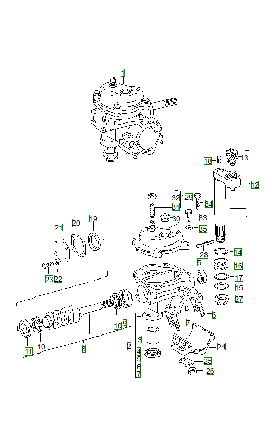 Porsche 356, schema ricambi: Steering gear