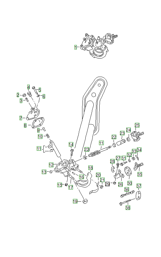 Porsche 356, schema ricambi: Steering gearandsteering coupling