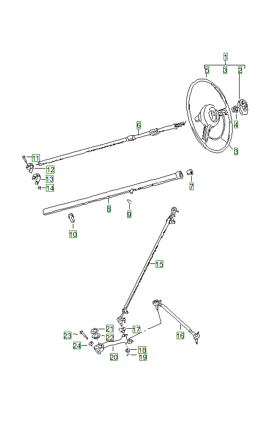 Porsche 356, schema ricambi: Steering wheelsteering shafttie rodandlever