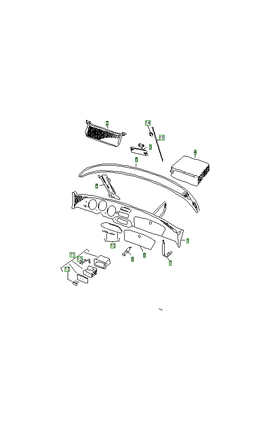 Porsche 356, schema ricambi: Dashboard 001