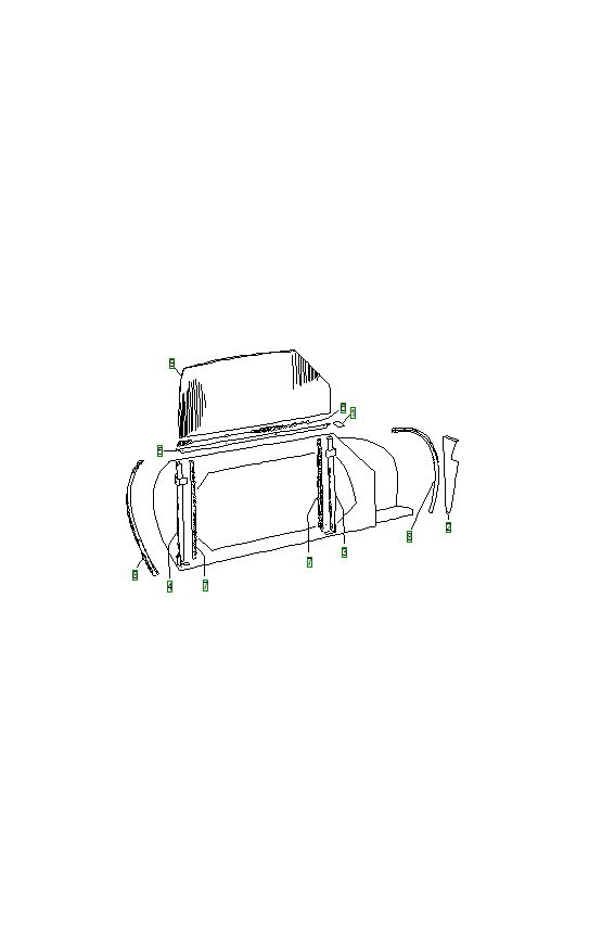 Porsche 356, schema ricambi: Door glass