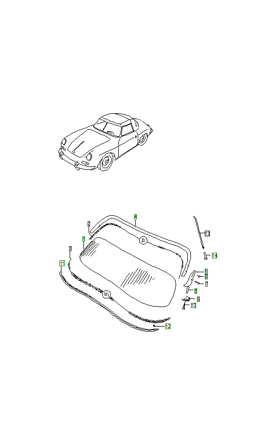 Porsche 356, schema ricambi: Windshield