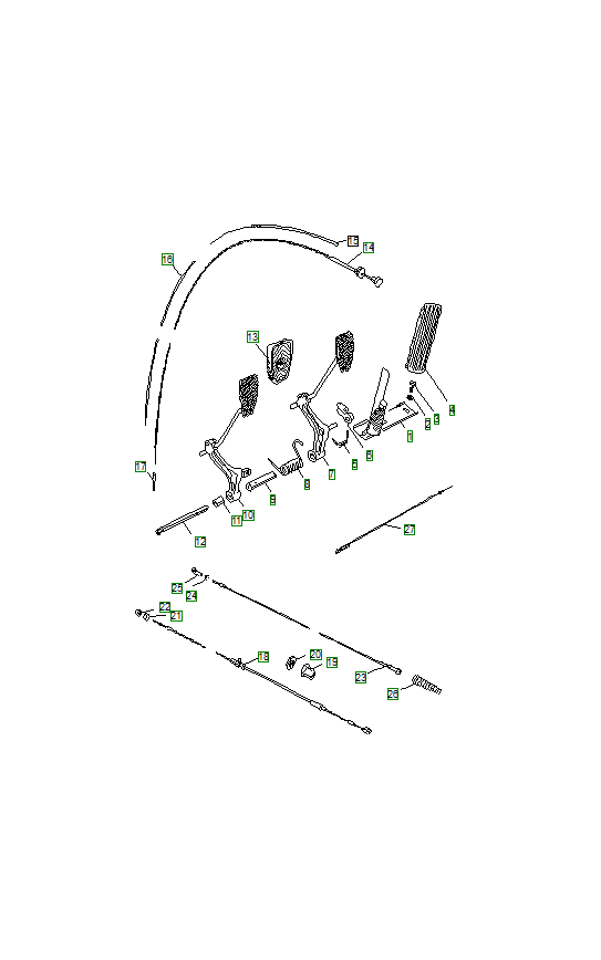 Porsche 356, schema ricambi: Pedal system