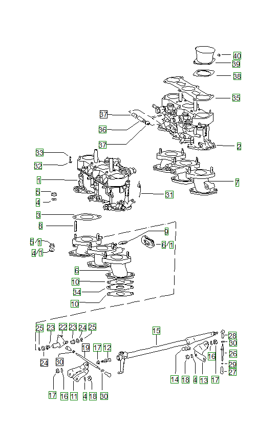 Porsche 914, schema ricambi: Carburetor