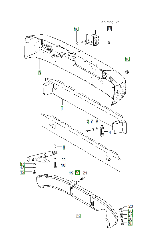 Porsche 914, schema ricambi: Bumperrear