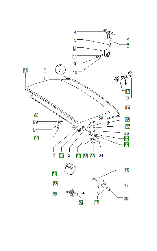 Porsche 914, schema ricambi: Coverrear