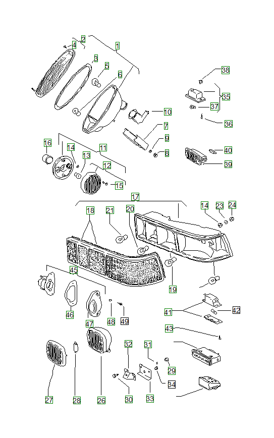 Porsche 914, schema ricambi: Lights