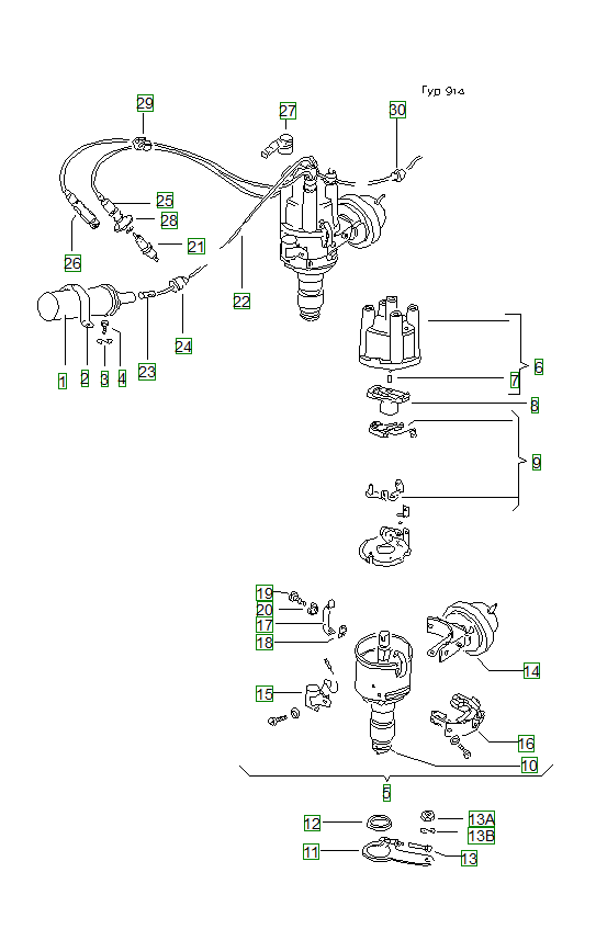 Porsche 914, schema ricambi: Electr.equipment engine
