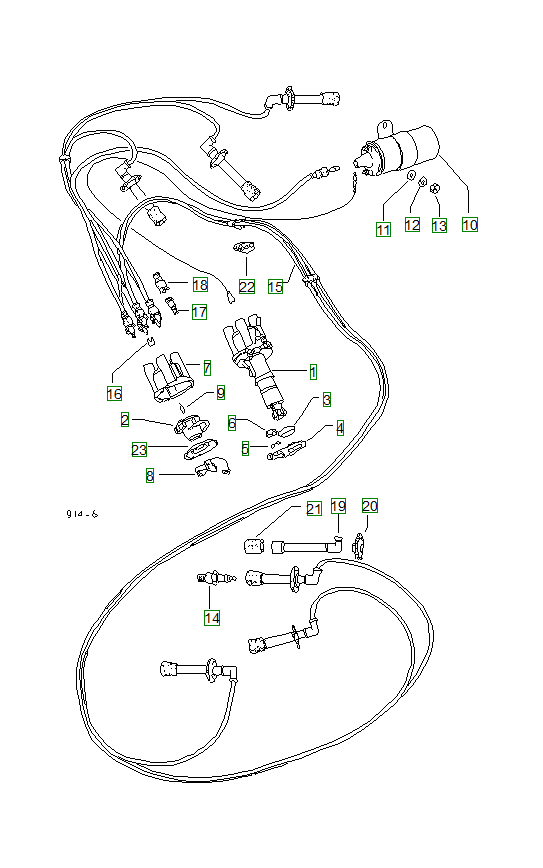 Porsche 914, schema ricambi: Electr.equipment engine 914 6