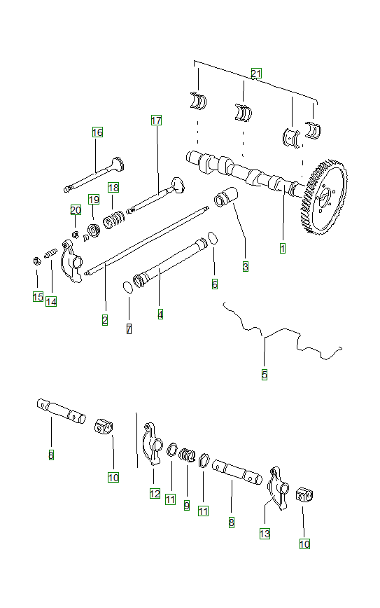 Porsche 914, schema ricambi: Camshaftvalves
