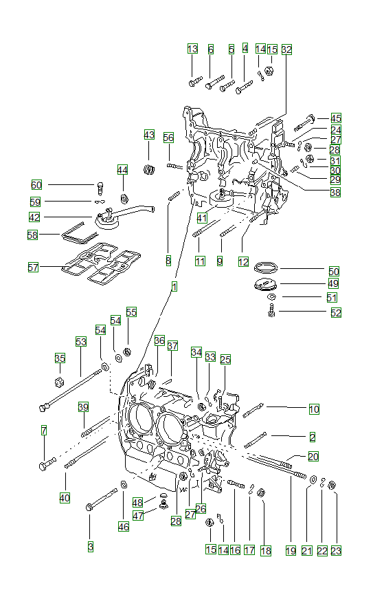 Porsche 914, schema ricambi: Crankcase