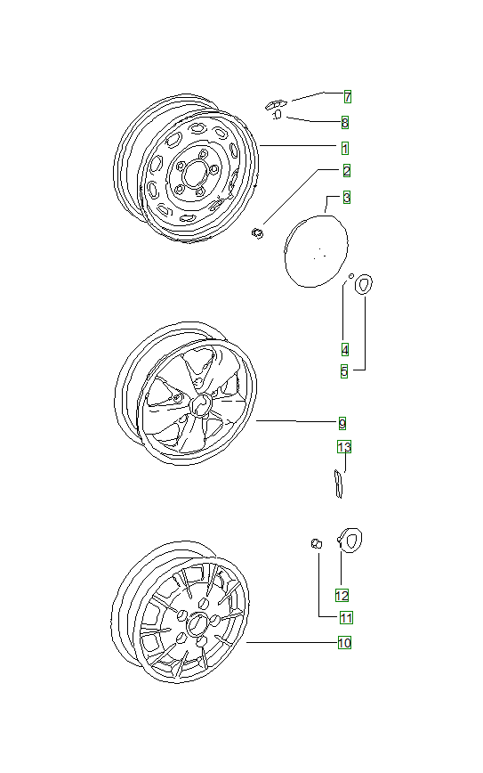 Porsche 914, schema ricambi: Wheels 914 16