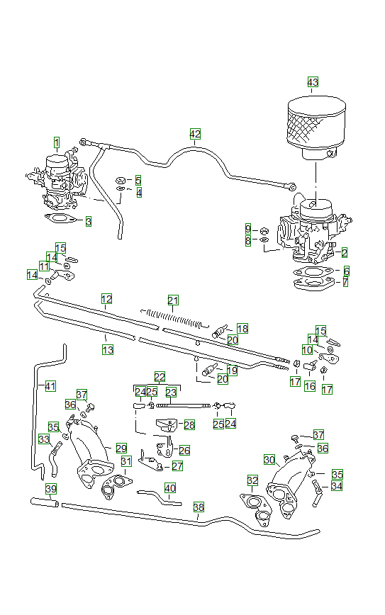 Porsche 356, schema ricambi: Carburetorsolex 32pbjsolex 40pjcbandfuel intake linefuel pump