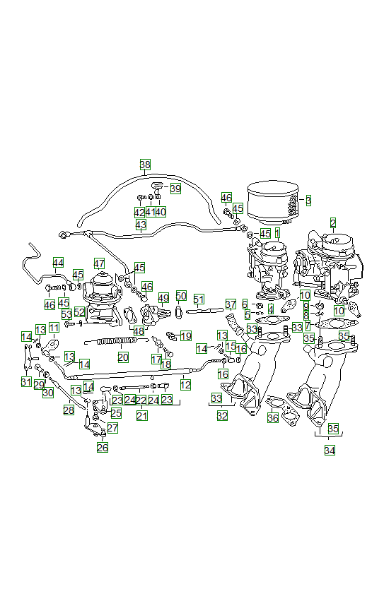 Porsche 356, schema ricambi: Carburetorsolex 32pbjsolex 40pjcbandfuel intake line