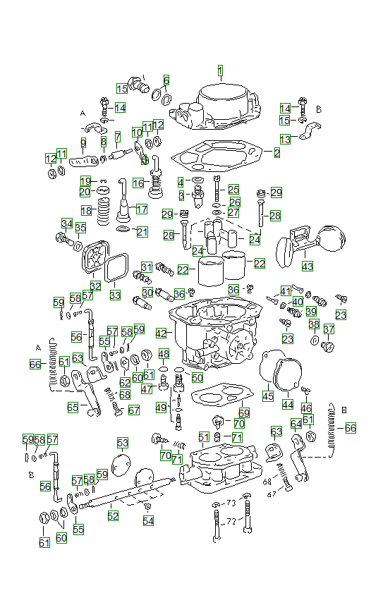 Porsche 356, schema ricambi: Single partsforcarburetorpallas zenith32ndix