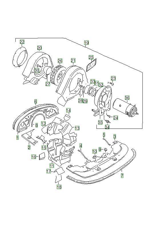 Porsche 356, schema ricambi: Air cooling 001