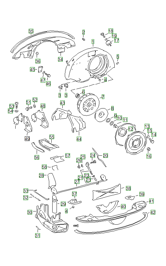 Porsche 356, schema ricambi: Air cooling