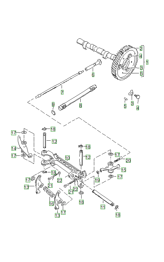 Porsche 356, schema ricambi: Camshaft 001