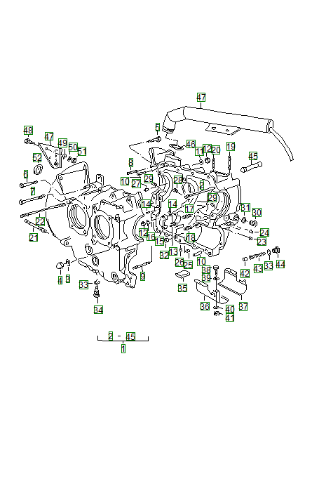 Porsche 356, schema ricambi: Crankcasem 002